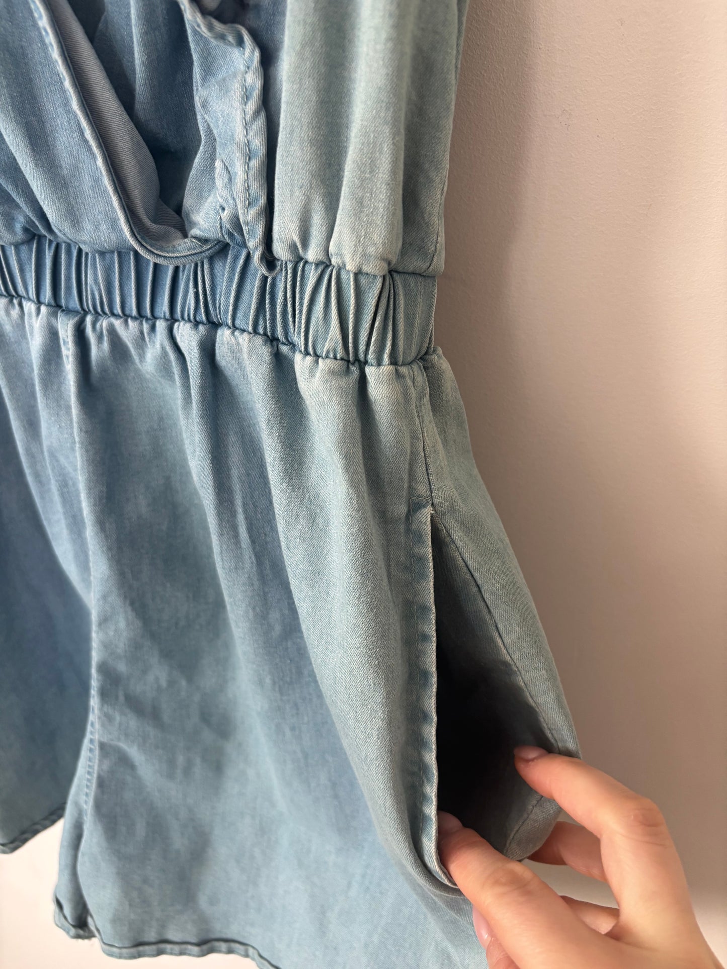 Sadie & Sage Denim Ruffle Playsuit | Sz Small
