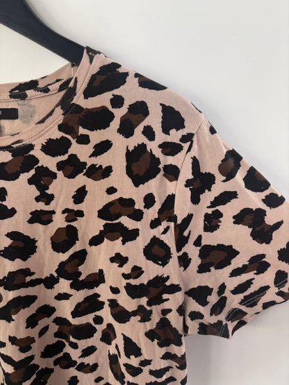 Brunette the Label The Boxy Crew Neck Tee Tan Leopard | Sz S/M
