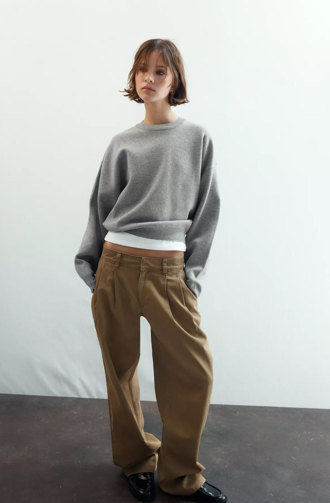 Zara Plain Grey Knit Sweater | Small (fits larger) (O110C1)