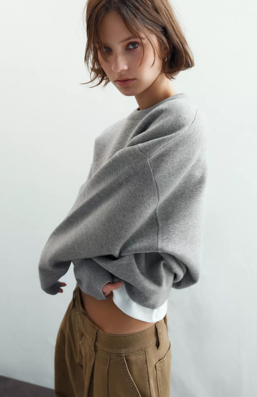 Zara Plain Grey Knit Sweater | Small (fits larger) (O110C1)