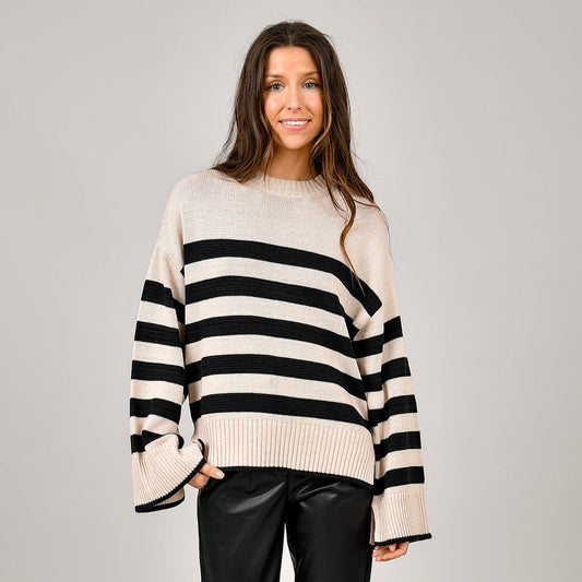 RD Style Magda Striped Crew Neck Sweater | Medium Oversized fit (O125M17)