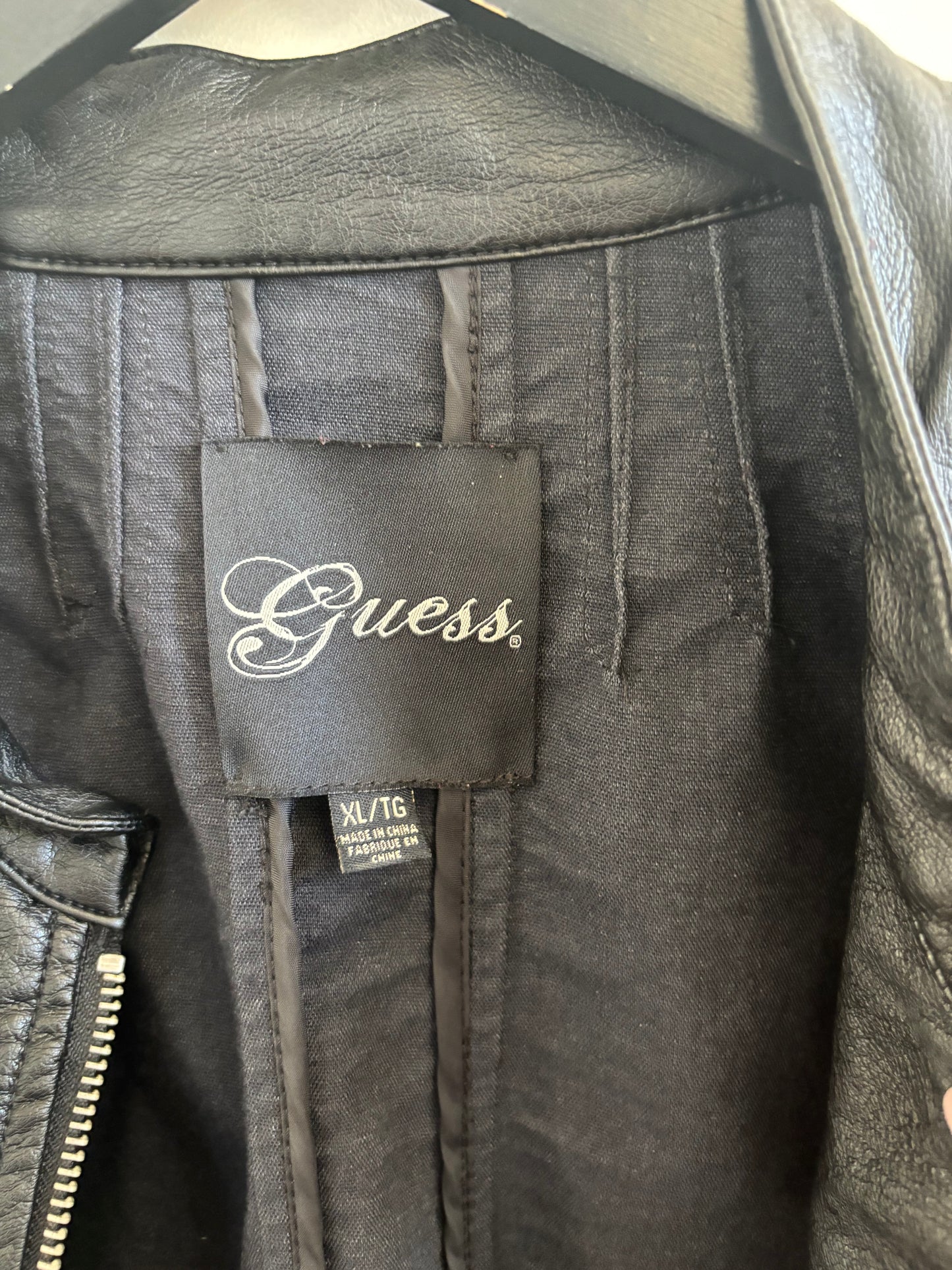 Guess Ruffled Hem Faux Leather Jacket | XLarge (fits more like Medium) (O149C16)