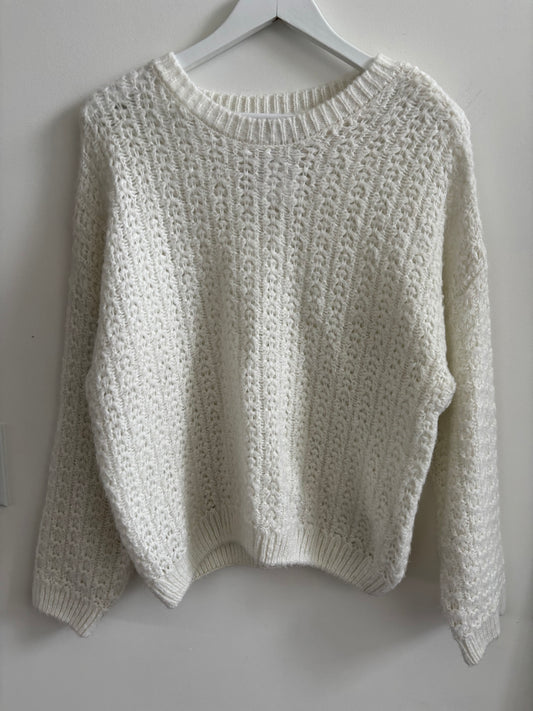 Dynamite White Knit Sweater | Medium