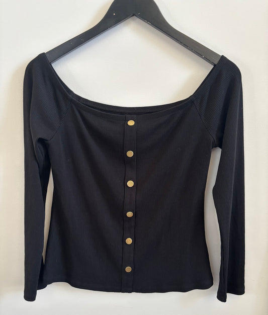 Guess Black Off-the-Shoulder top | Large ( O99P3)