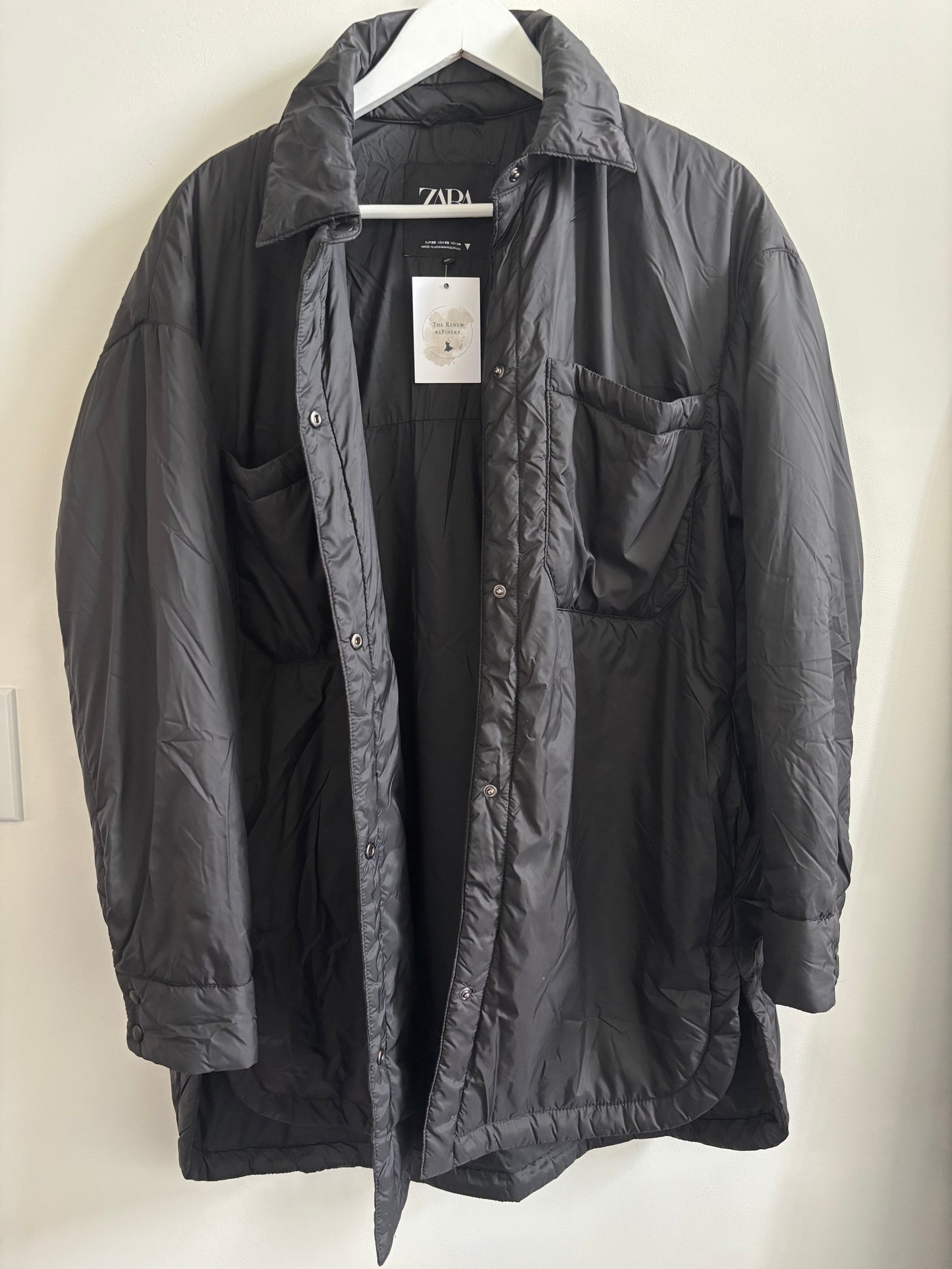Zara Light Puffer Snap Jacket | XS (very oversized)
