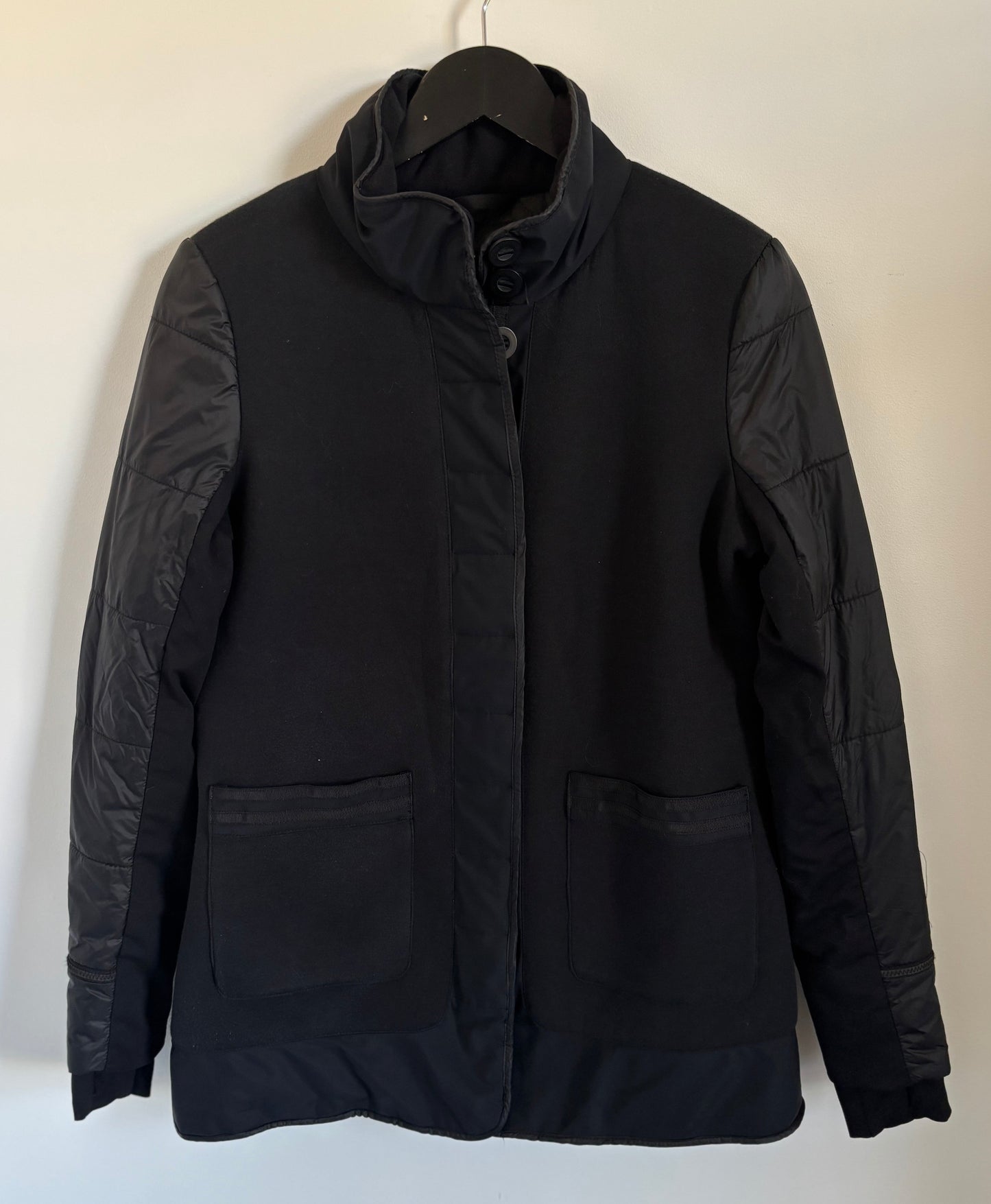 MPG Black Mixed Media High Collar Jacket | Medium (O148C16)