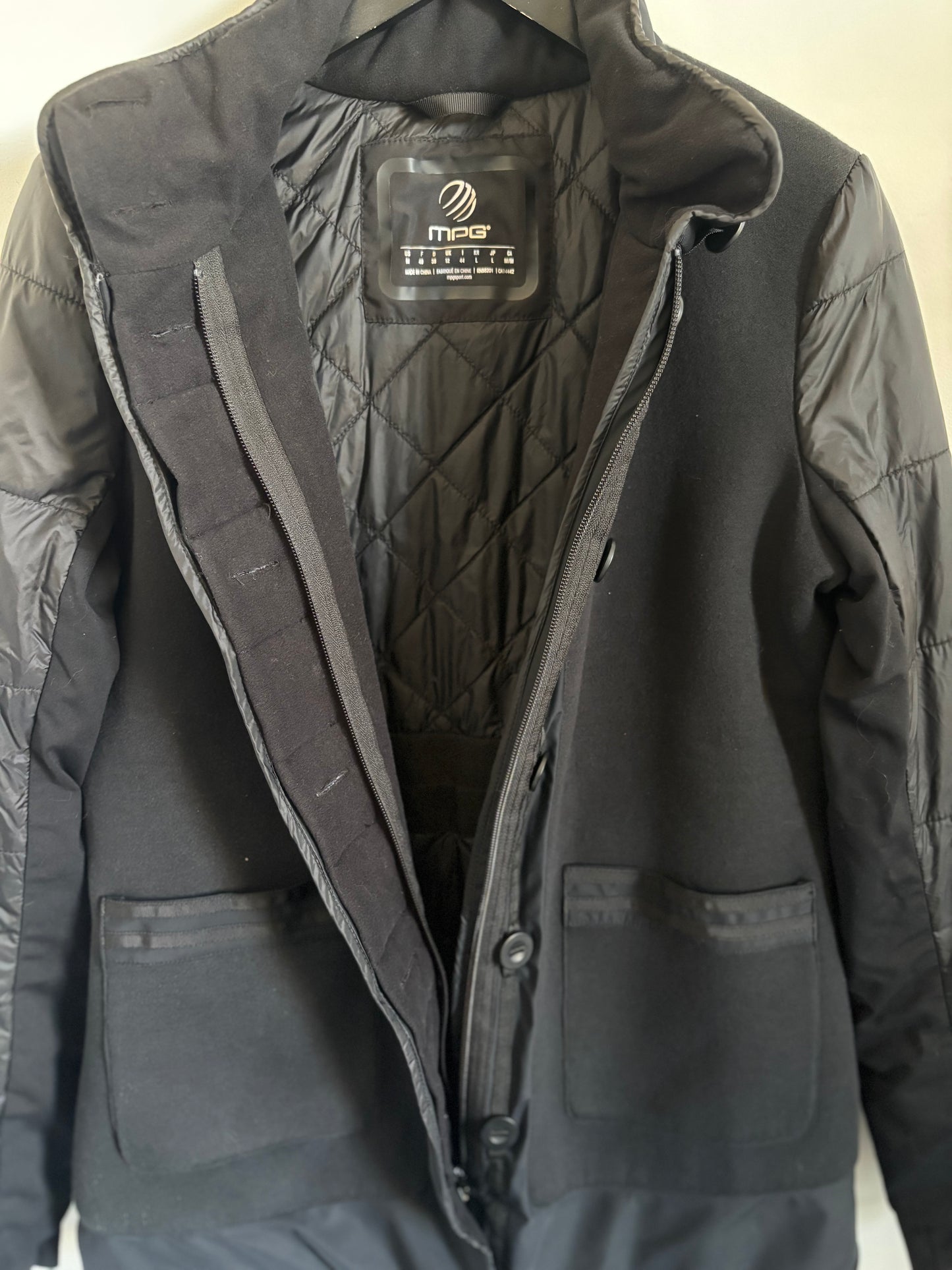 MPG Black Mixed Media High Collar Jacket | Medium (O148C16)