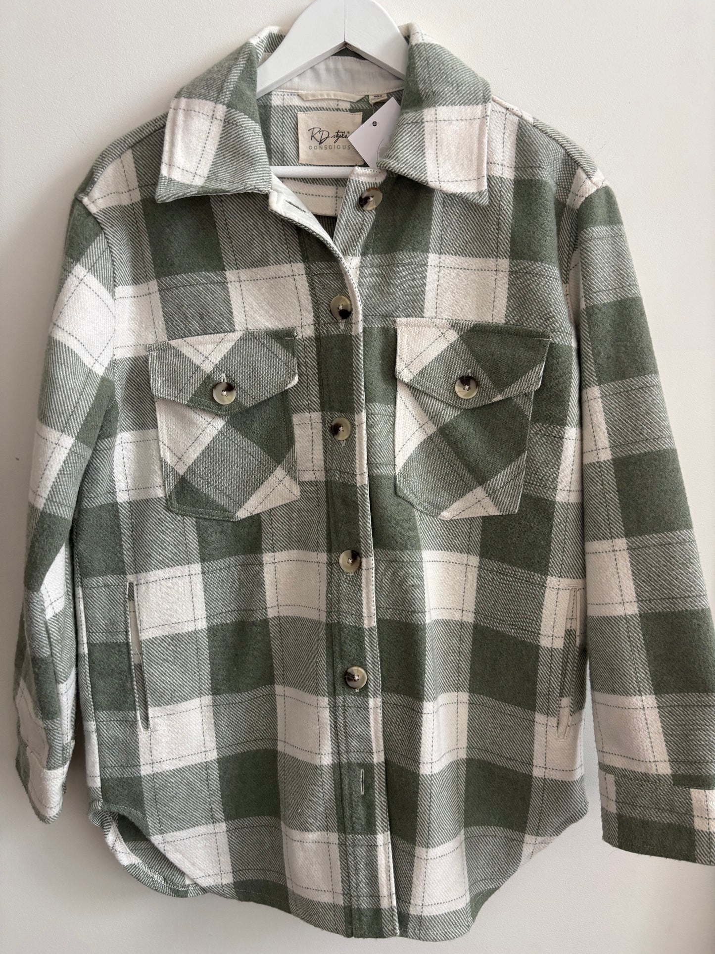 Rd Style Green Plaid Shacket | XS (very oversized)