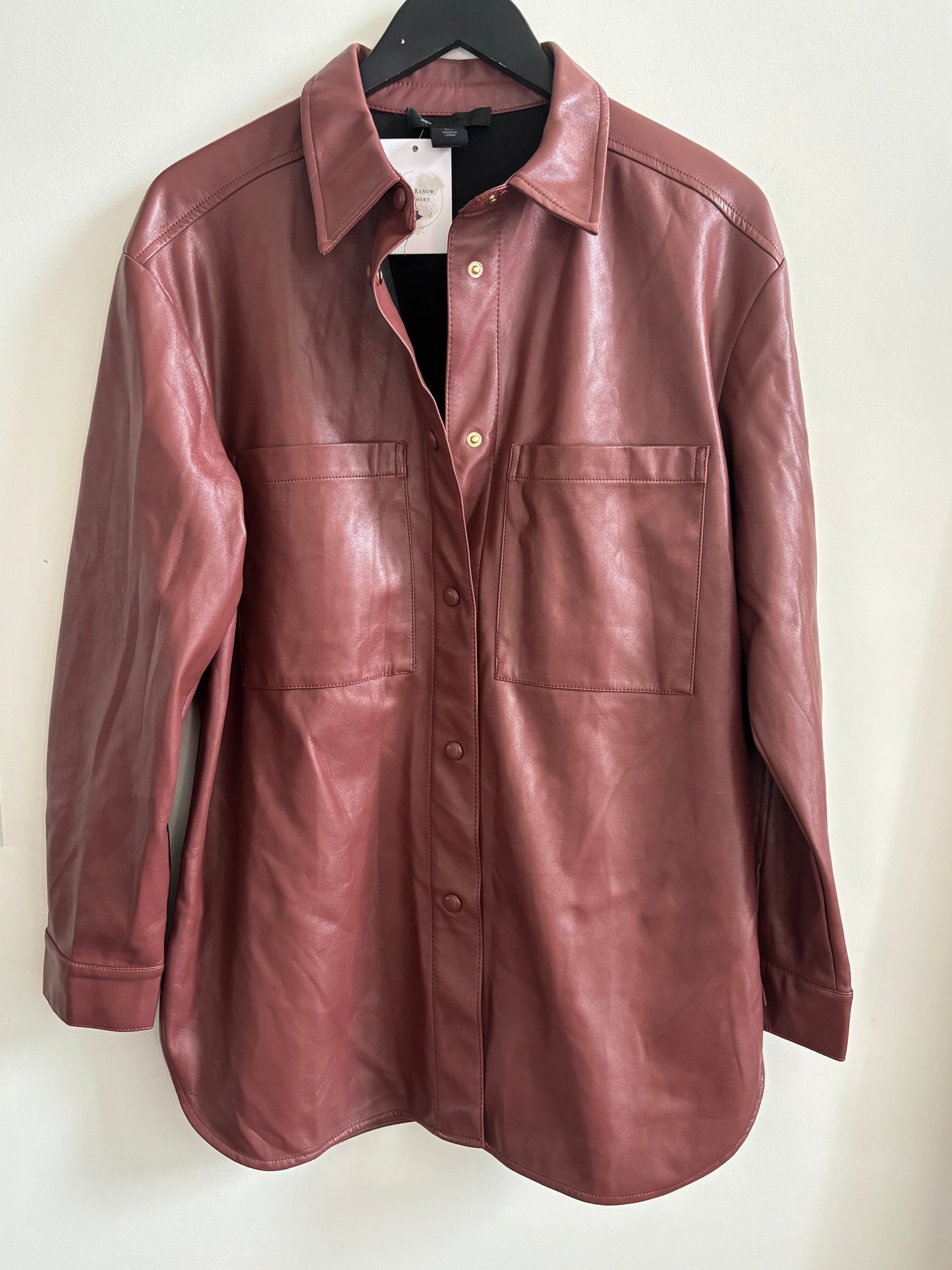 Maison Cinqcent Faux Leather Shirt Jacket | Large