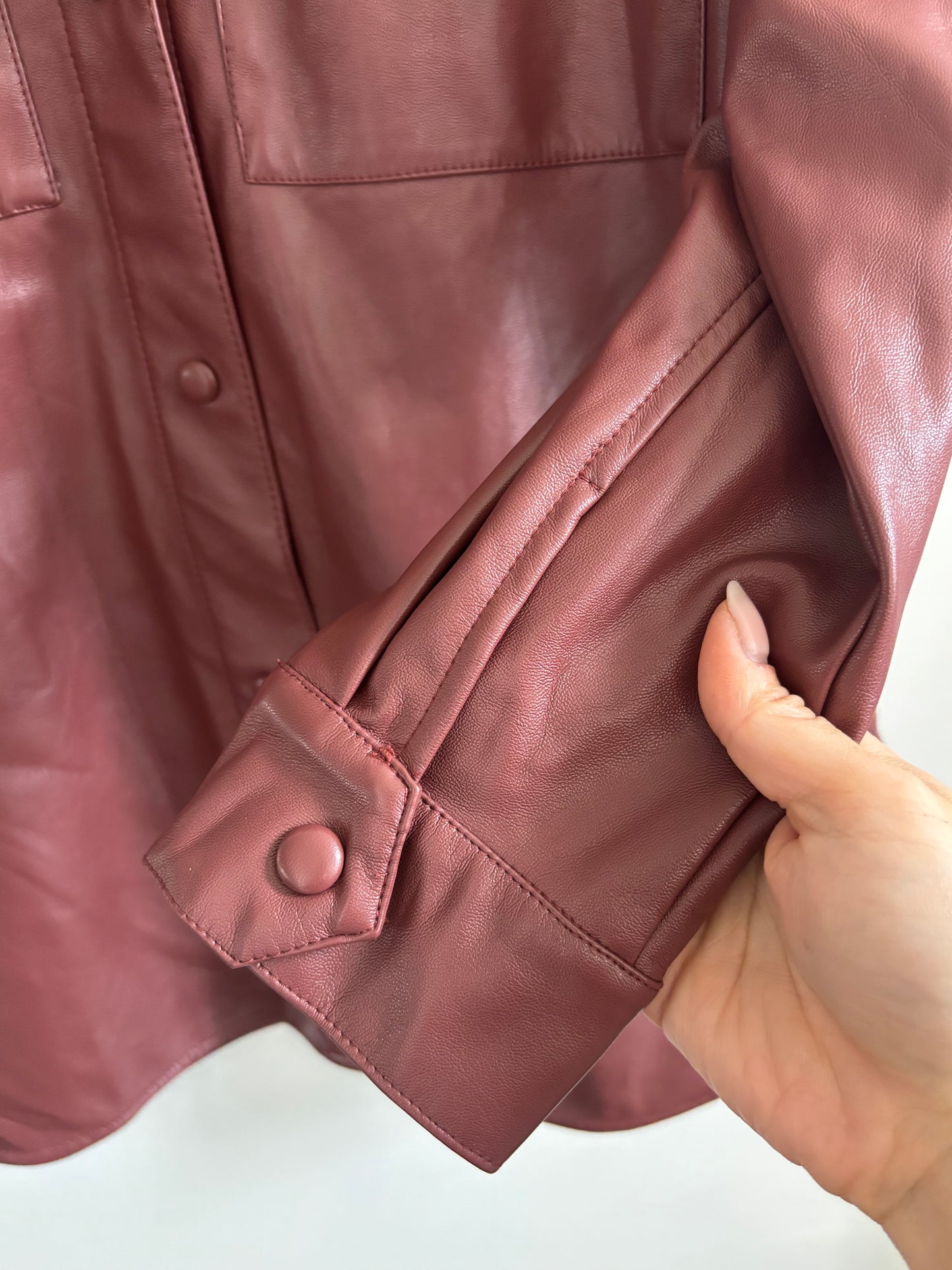 Maison Cinqcent Faux Leather Shirt Jacket | Large