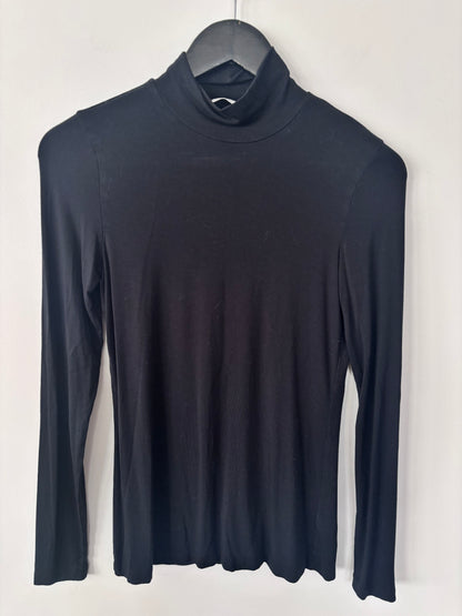 Babaton Black Slim Soft Mockneck Shirt | Sz Small