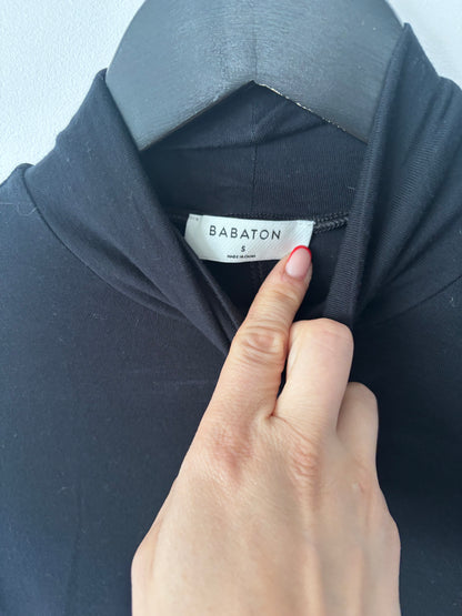 Babaton Black Slim Soft Mockneck Shirt | Sz Small