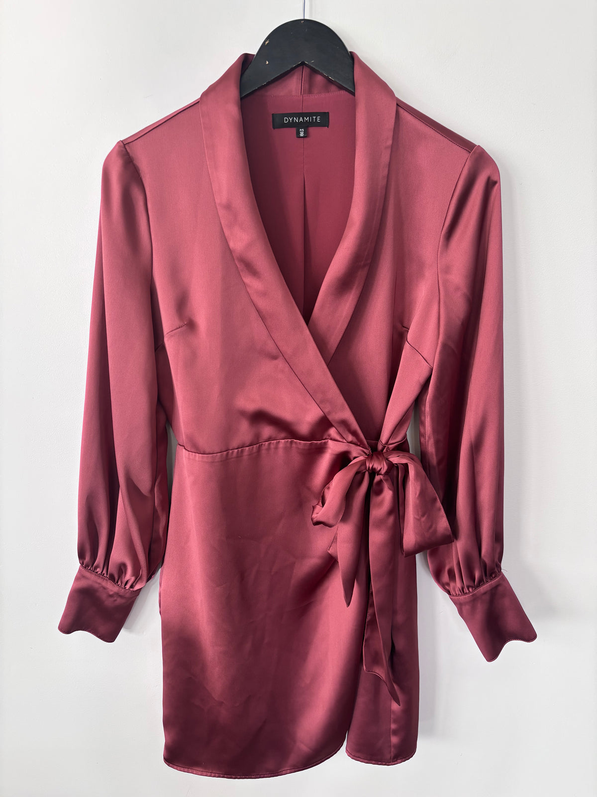 Dynamite Tassia Satin Collared Wrap Mini Dress | Sz 2
