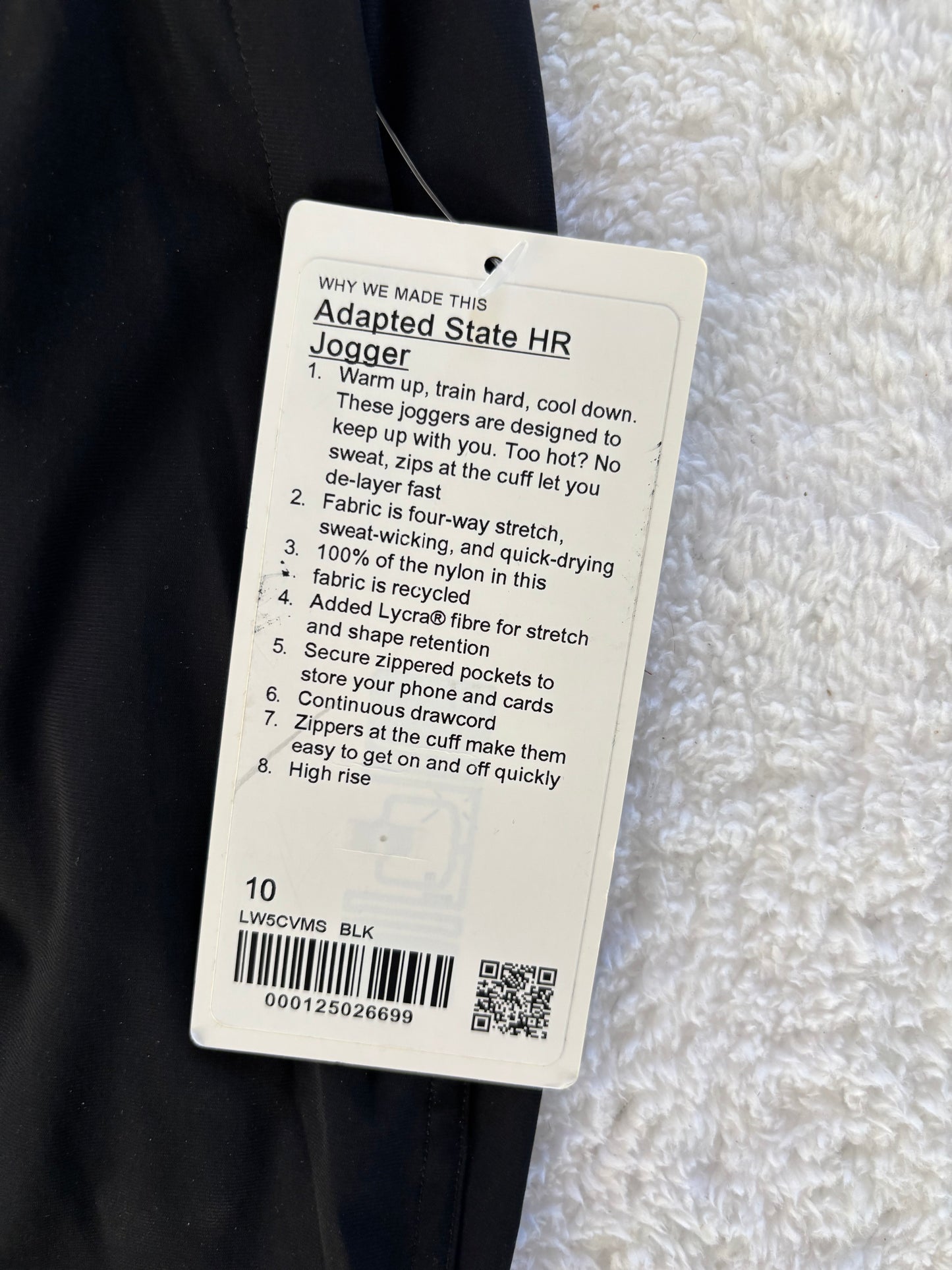 NWT Lululemon Adapted State High Rise Jogger Black | 10 (O117M17)