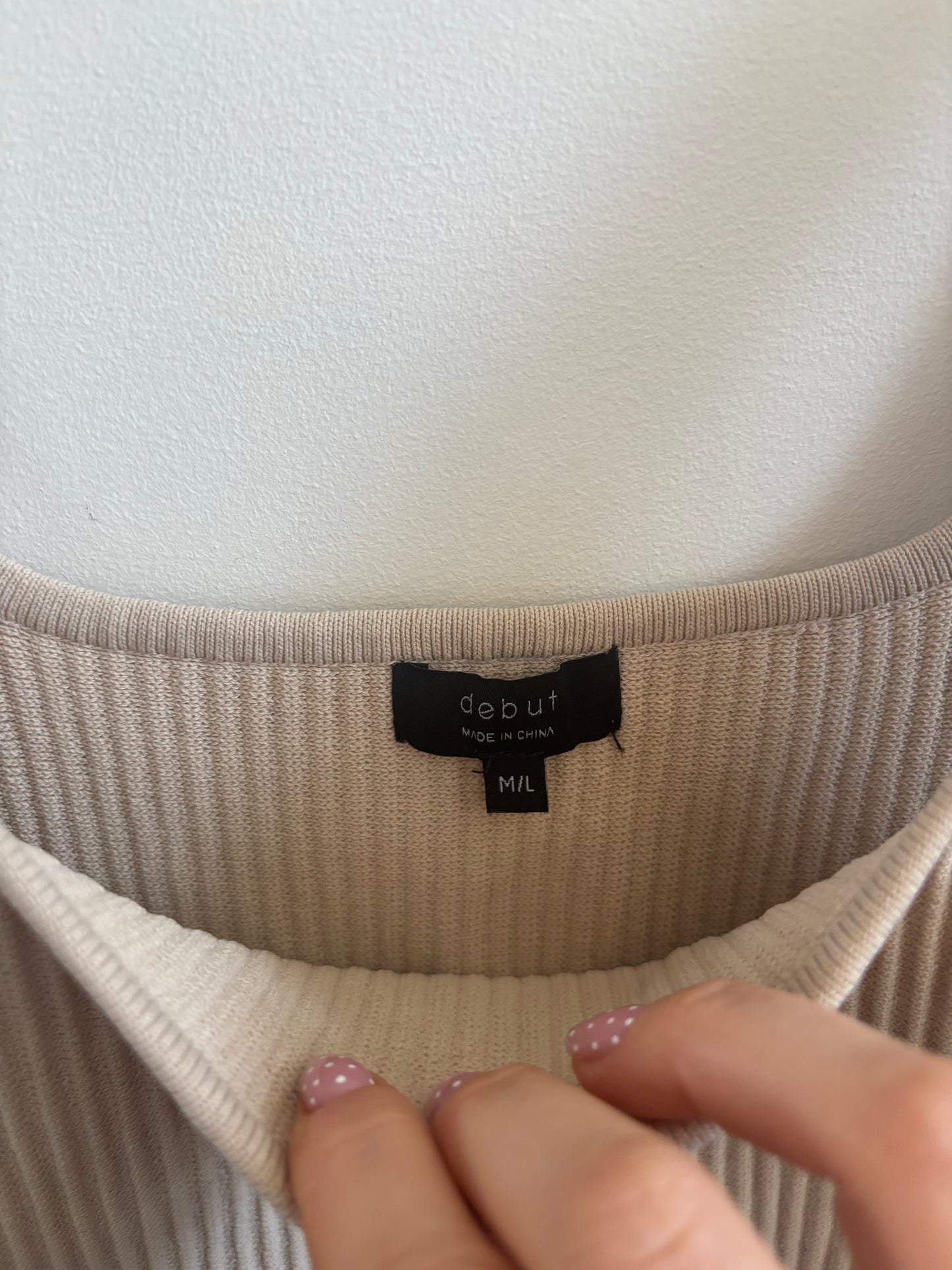 Debut Ribbed Beige Bodysuit | Medium/Large (O175W10)