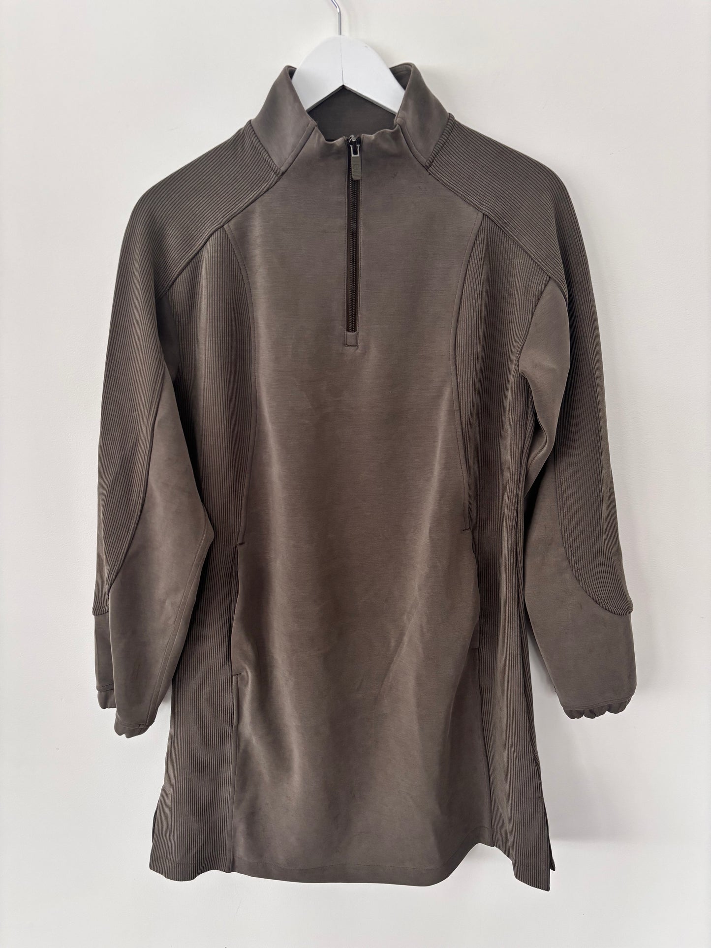 Lululemon Softstreme Half-Zip Mini Dress Olive Brown | Sz Medium