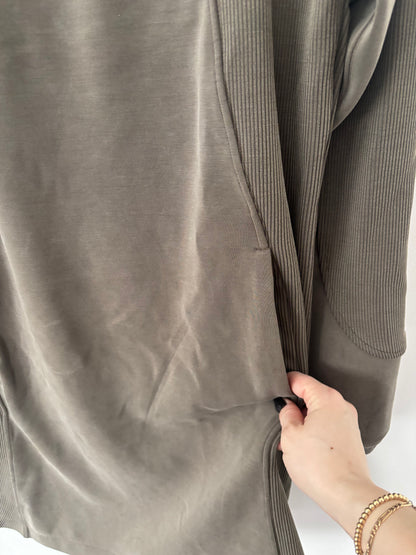 Lululemon Softstreme Half-Zip Mini Dress Olive Brown | Sz Medium