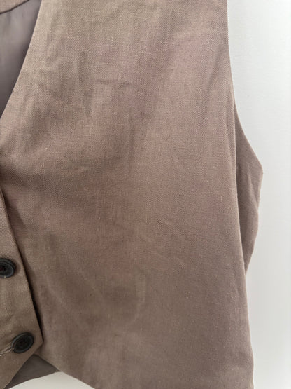 AE Taupe Linen Blend Vest | Sz Medium