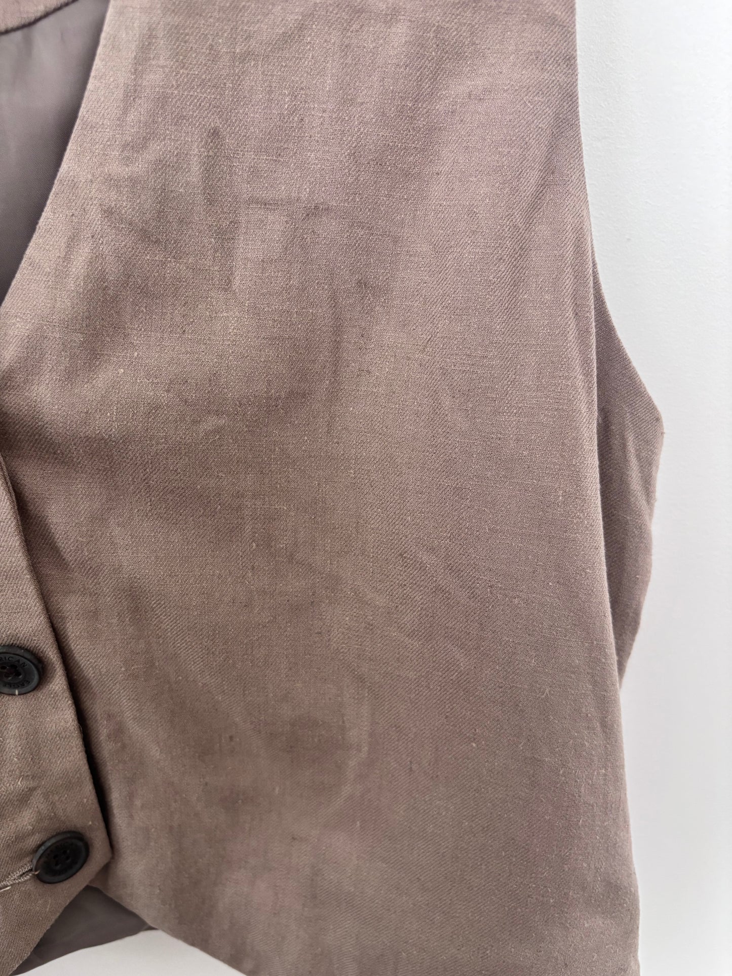 AE Taupe Linen Blend Vest | Sz Medium
