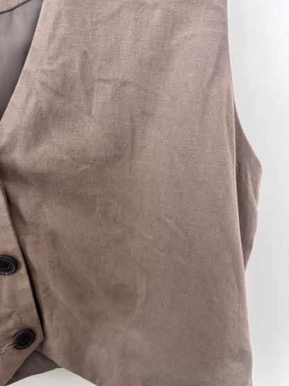 AE Taupe Linen Blend Vest | Sz Medium
