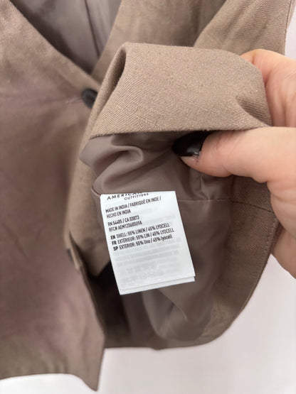 AE Taupe Linen Blend Vest | Sz Medium
