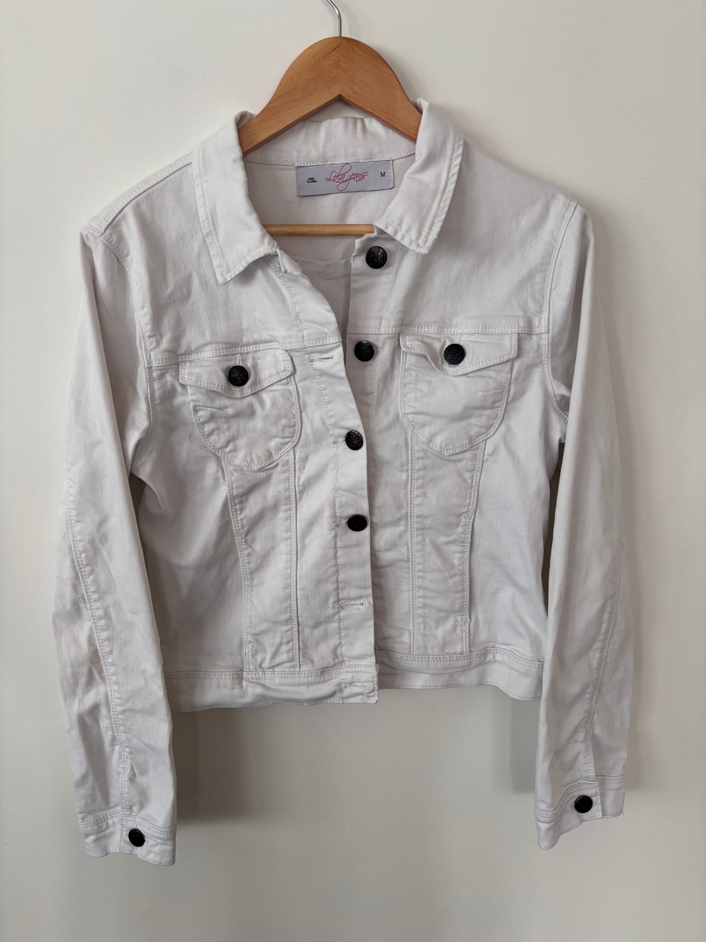 Lola Jeans White Denim Jacket | Sz Medium (fitted)