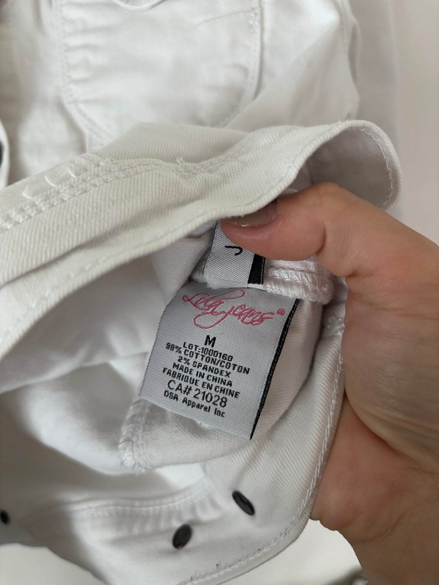 Lola Jeans White Denim Jacket | Sz Medium (fitted)