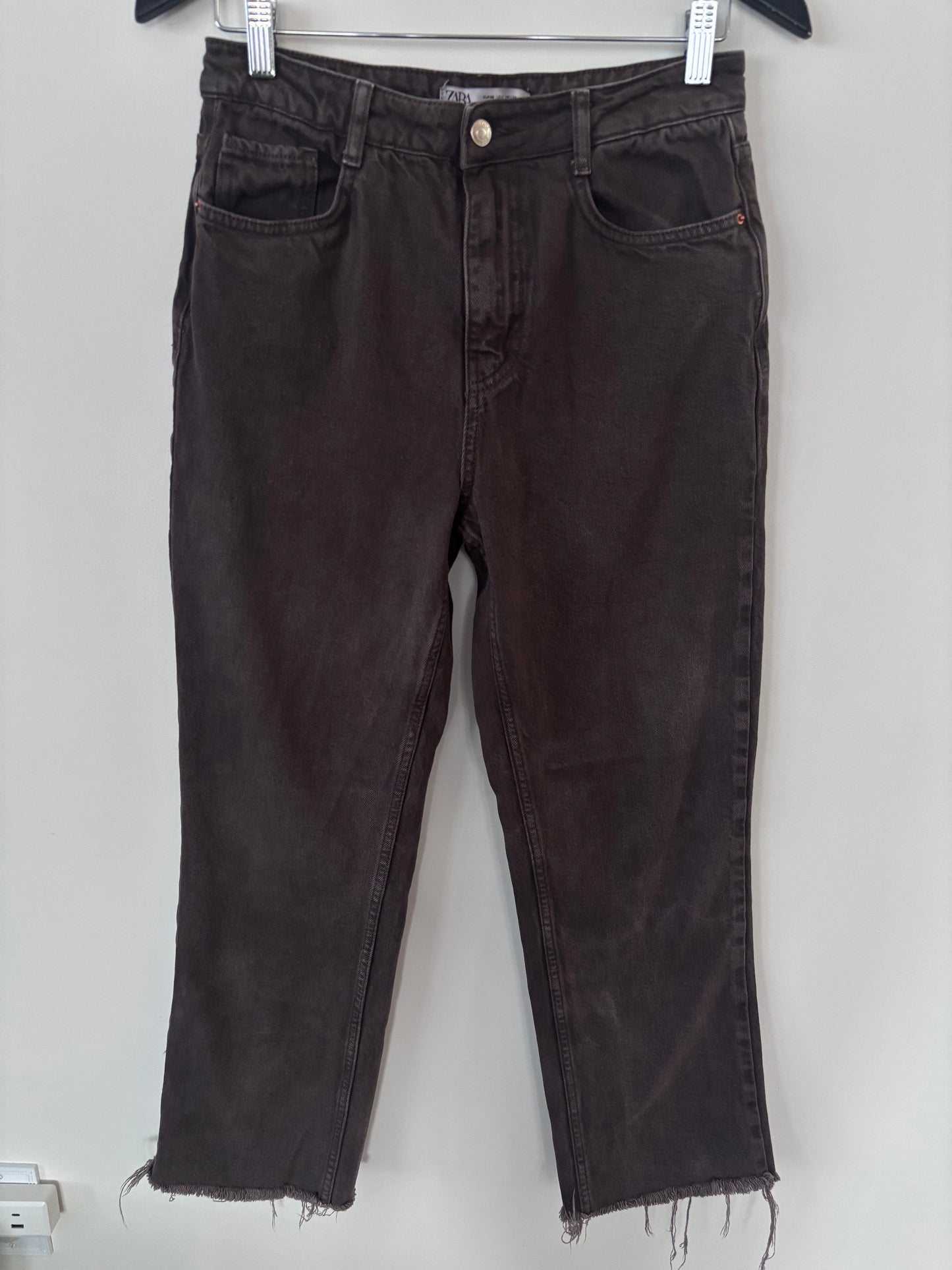 Zara Brown/Grey Straight Leg Denim | Sz 6 or 27/28 (F65P3)