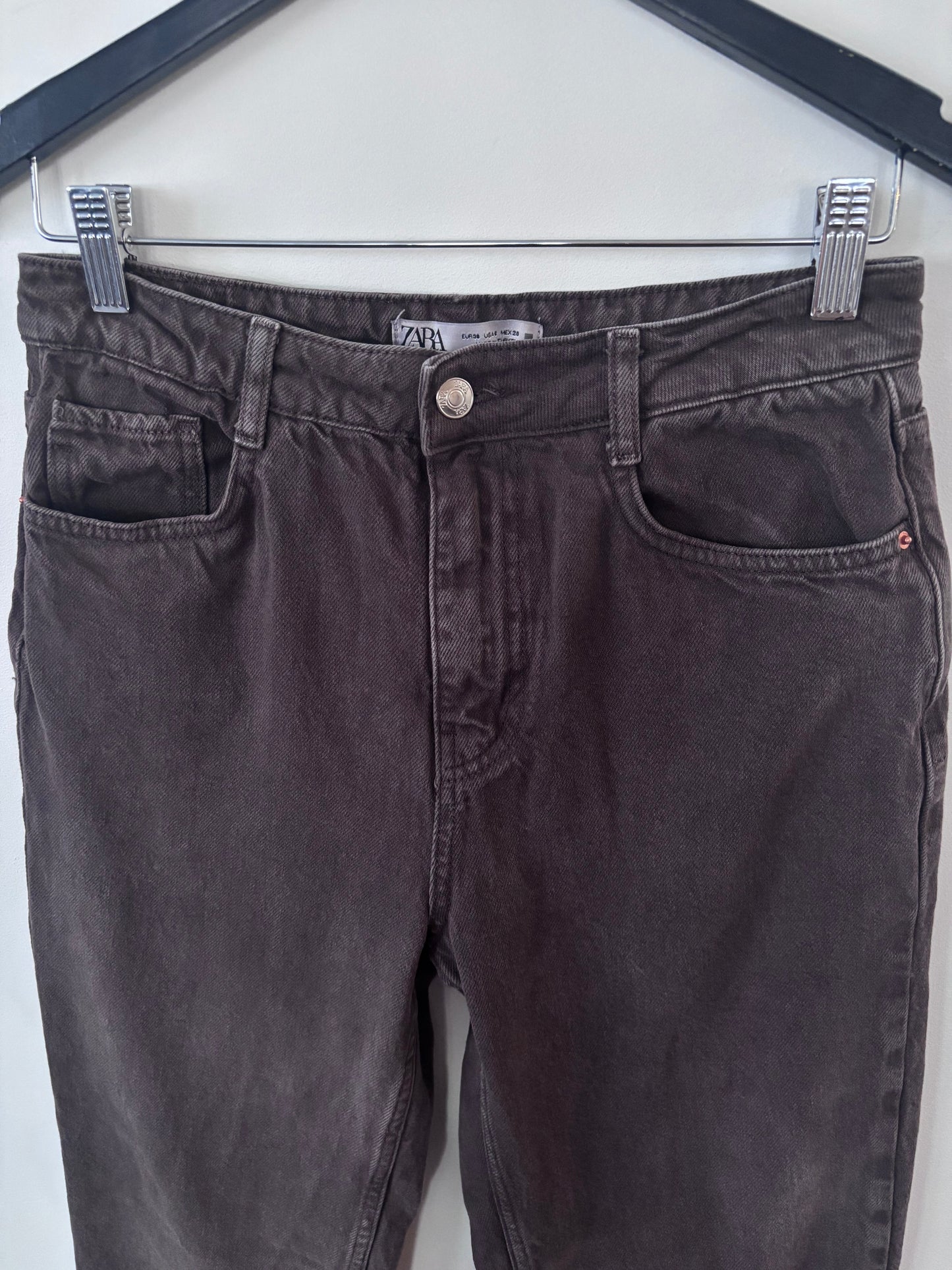 Zara Brown/Grey Straight Leg Denim | Sz 6 or 27/28 (F65P3)