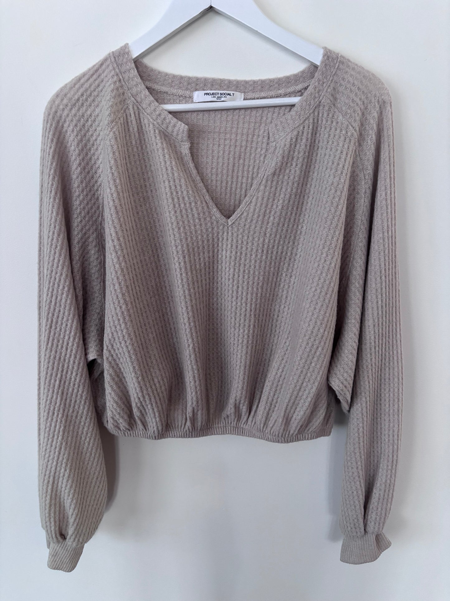 Project Social Cream Soft Waffle Top | Sz Large (F59P3)