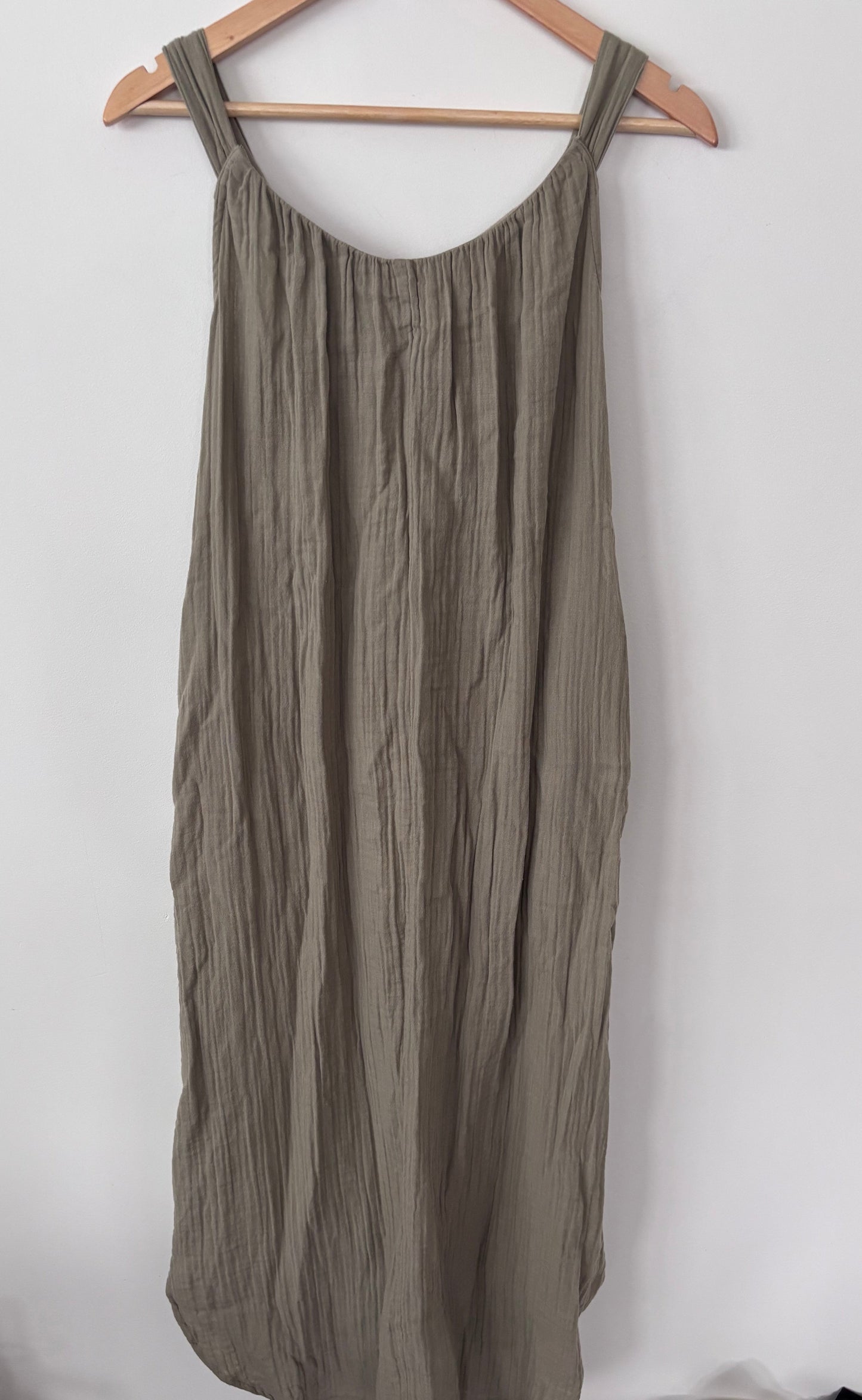 Old Navy Green Cotton Sleeveless Shirred Maxi Dress | Sz Medium