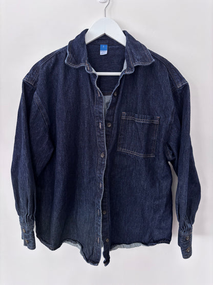 Old Navy Oversized Boyfriend Button-Down Jean Shirt | Sz Small (oversized)