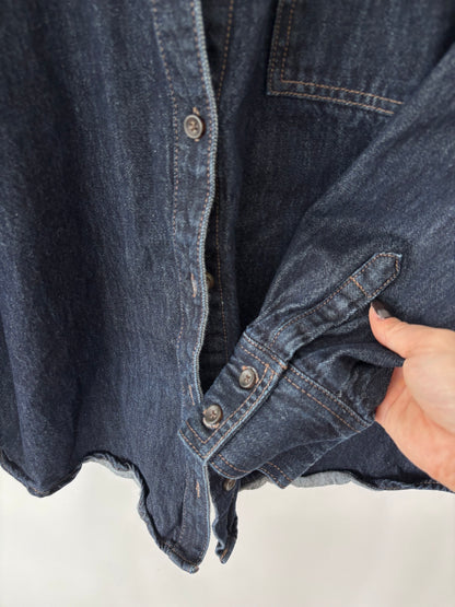 Old Navy Oversized Boyfriend Button-Down Jean Shirt | Sz Small (oversized)