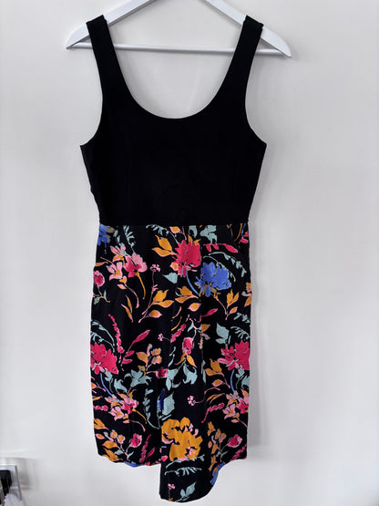 Pact Organic Cotton Black Floral Tie Back Dress | Sz Medium