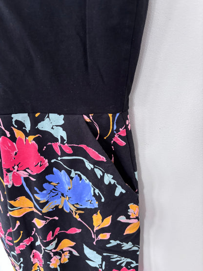 Pact Organic Cotton Black Floral Tie Back Dress | Sz Medium