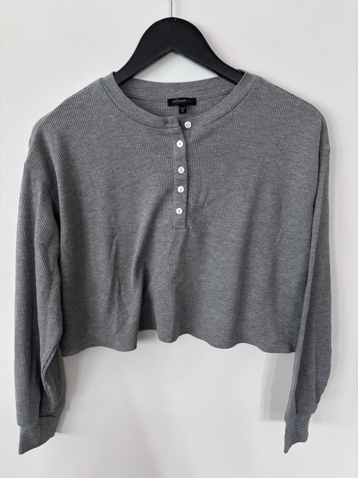 Dynamite Grey Waffle Henley Top | Sz XS (fits like medium)