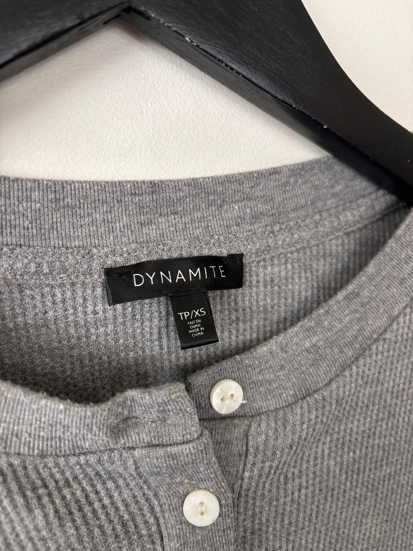 Dynamite Grey Waffle Henley Top | Sz XS (fits like medium)