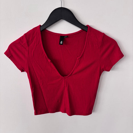 Garage Red Ribbed Tee | Sz XS