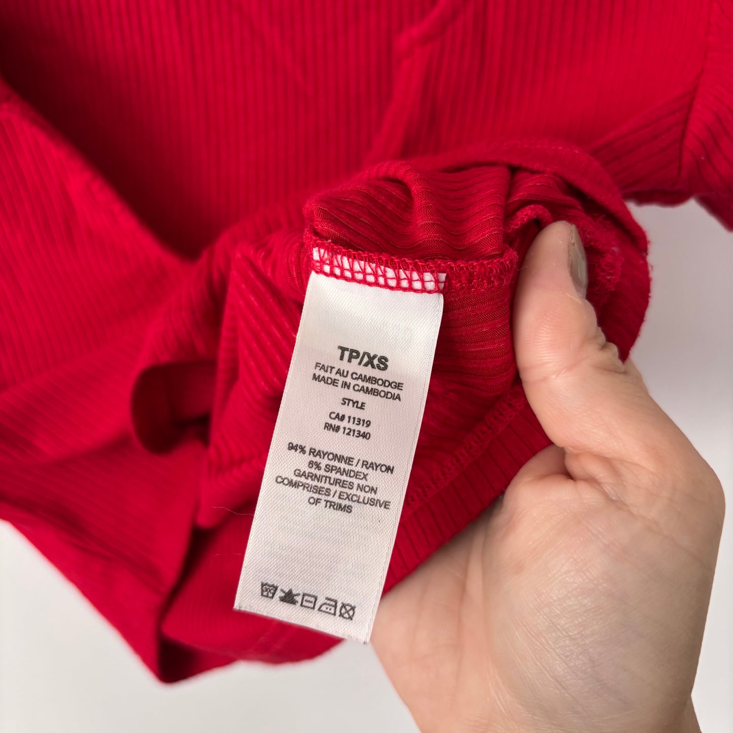 Garage Red Ribbed Tee | Sz XS