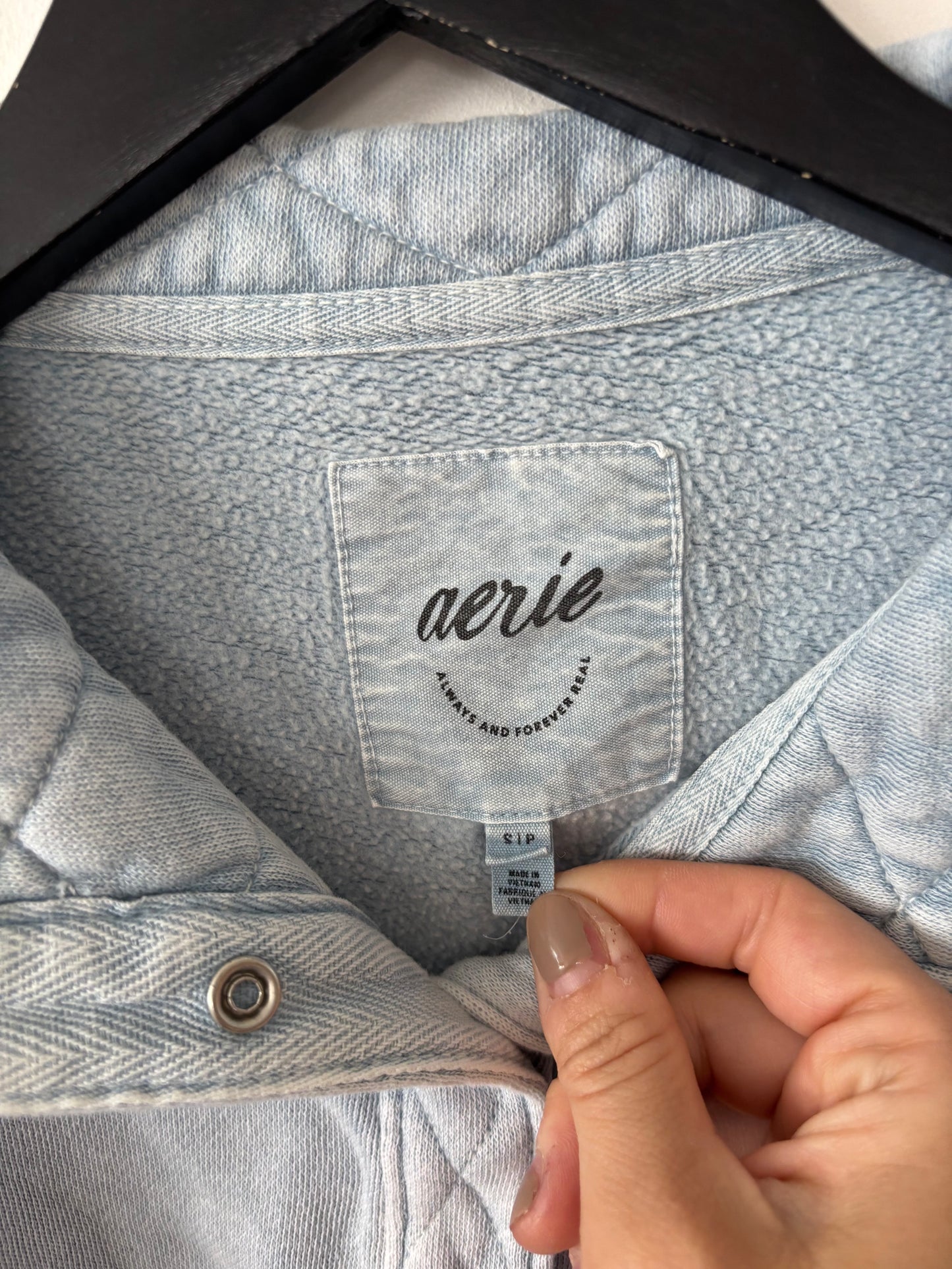 Aerie Oh Snap! Sweatshirt in Light Blue | Sz Small (very oversized)