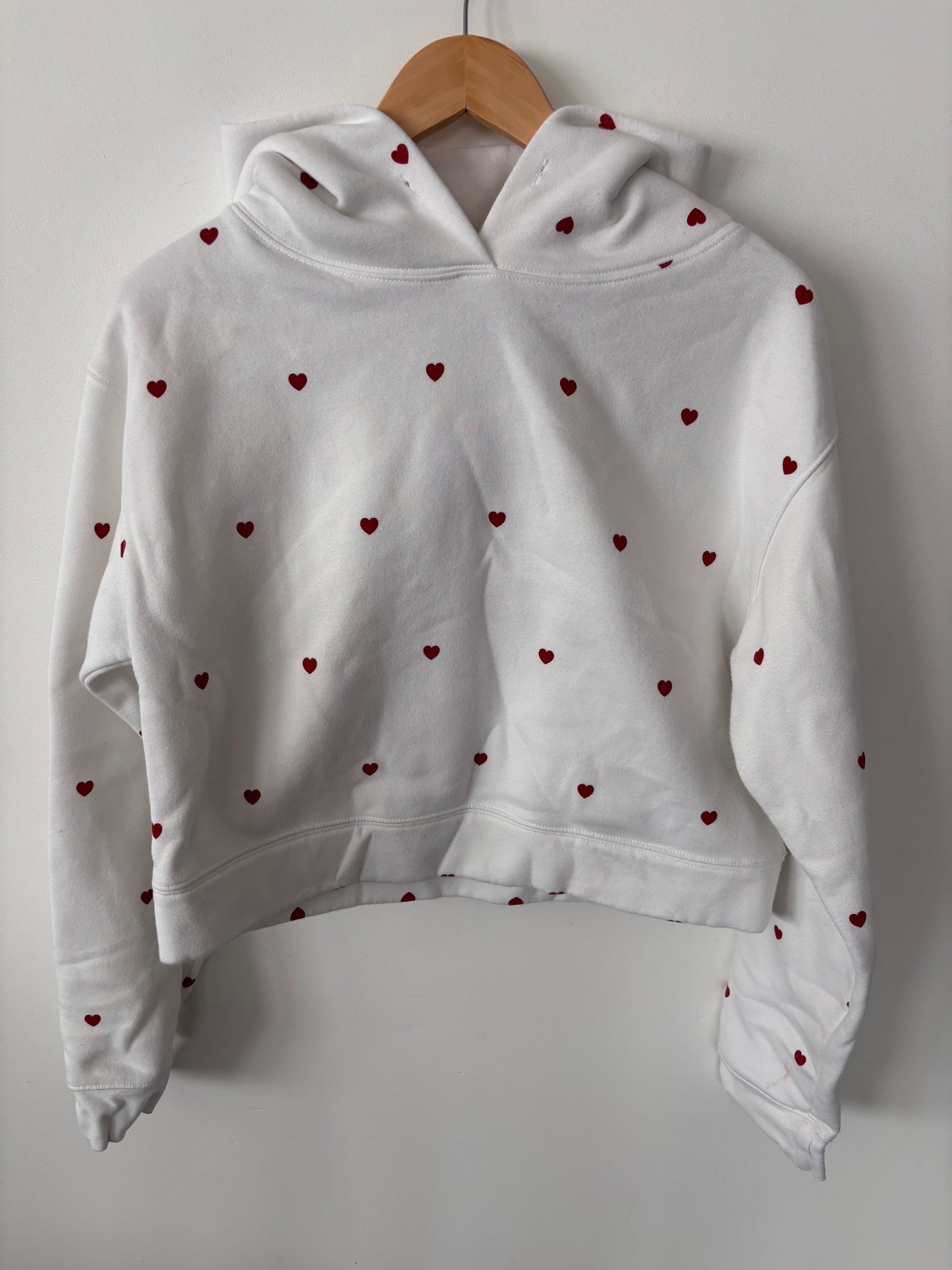 Brunette the Label All Over Heart Hoodie (Red*/White) | Sz XS/S (oversized)