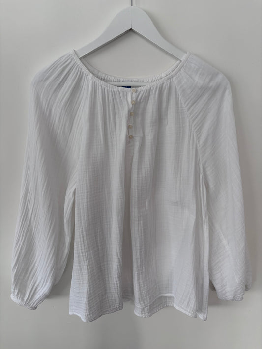 Old Navy White Cotton Gauze Top | Sz Large (F70N19)