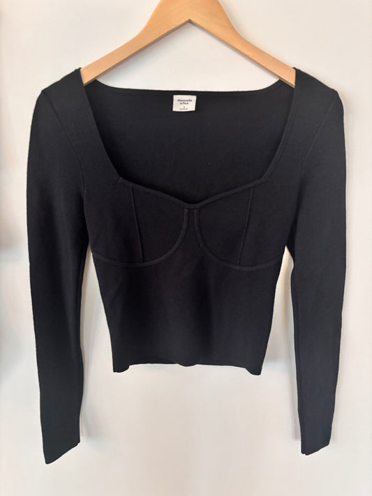 A&F Knit Long Sleeve Knit Black Top | Sz Small
