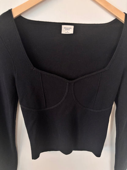 A&F Knit Long Sleeve Knit Black Top | Sz Small