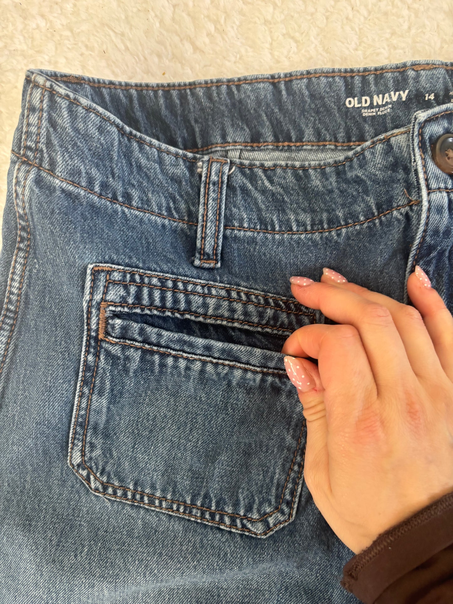 Old Navy HR Baggy Wide Leg / Pocket Jeans | Sz 14 (N05N18)