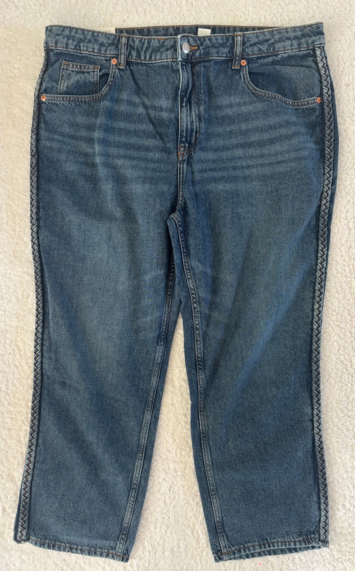 H&M Straight HR Braided Cropped Jeans | Sz 16 NWT (N04N18)