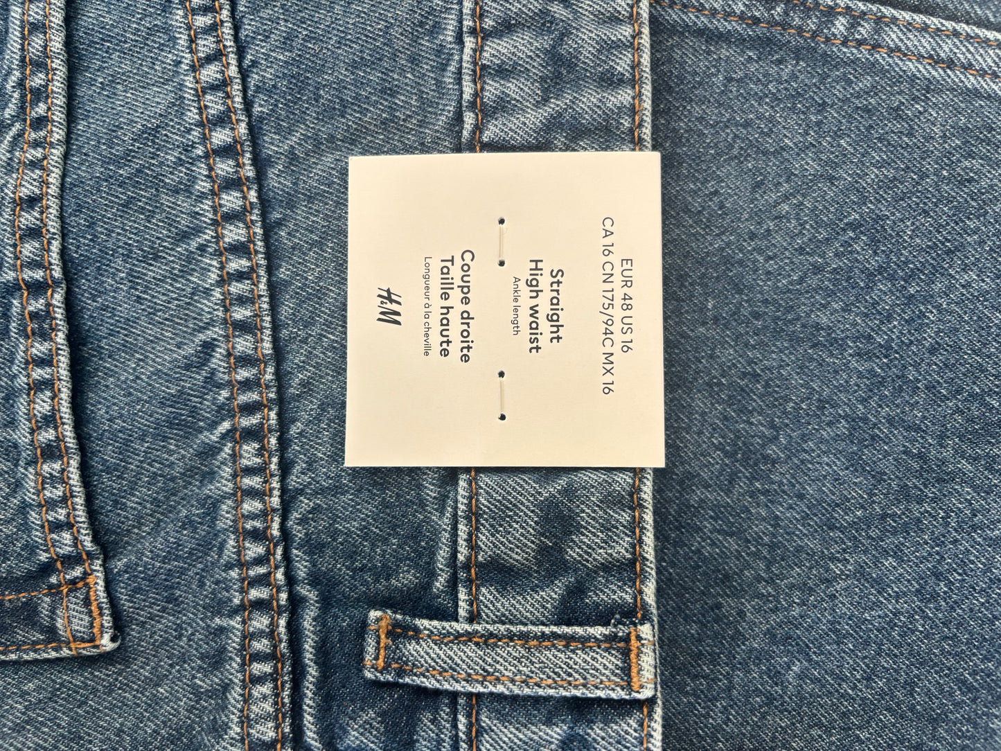 H&M Straight HR Braided Cropped Jeans | Sz 16 NWT (N04N18)