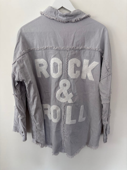 Elan Grey/Blue "Rock & Roll" Jacket | Small (oversized)