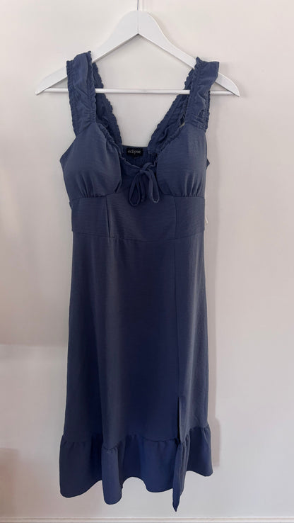 Eclipse Blue Ruffled Midi Dress | Sz Large