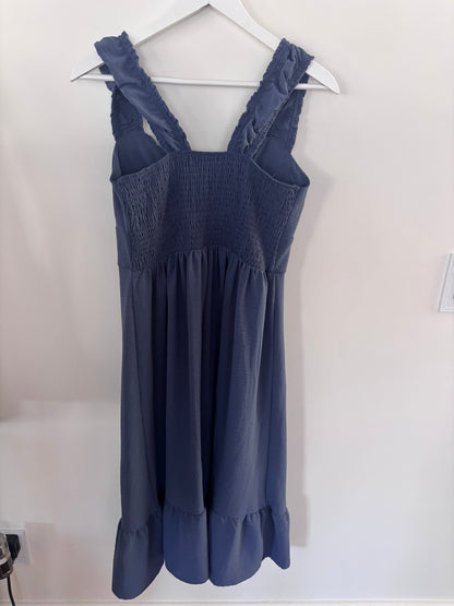 Eclipse Blue Ruffled Midi Dress | Sz Large